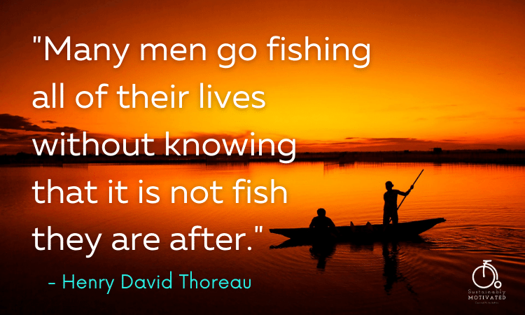 Henry David Thoreau, "Many men go fishing all of their lives without knowing that it is not fish they are after."